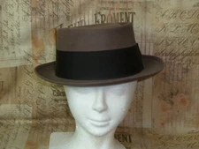 Antique Dobbs PORK PIE Fedora Hat Vintage Gray Wool Mens Stage Photo Prop