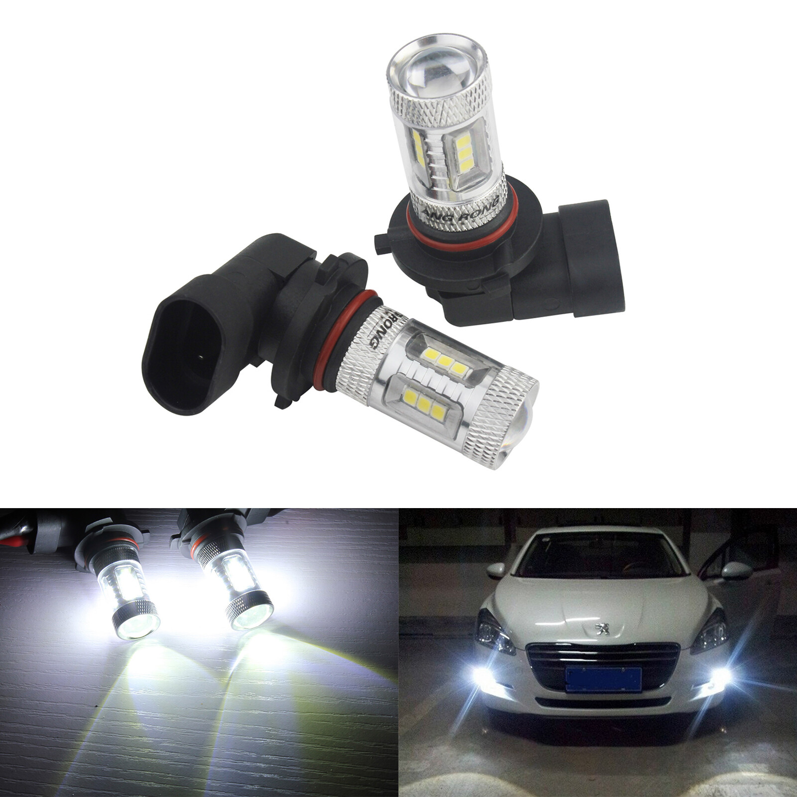 2x HB3 9005 High Power 15 SMD LED Headlight Bulbs Fog Daytime Running Light DRL