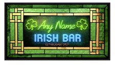 Personalisiert Barmatte Matte - Neon Effekt Irisch Saint Patricks Day Barmatte