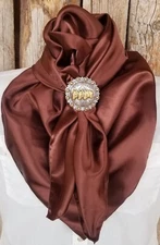 Wild Rag Scarf Western Cowboy Buckaroo Scarves Bandana Cowgirl silky brown