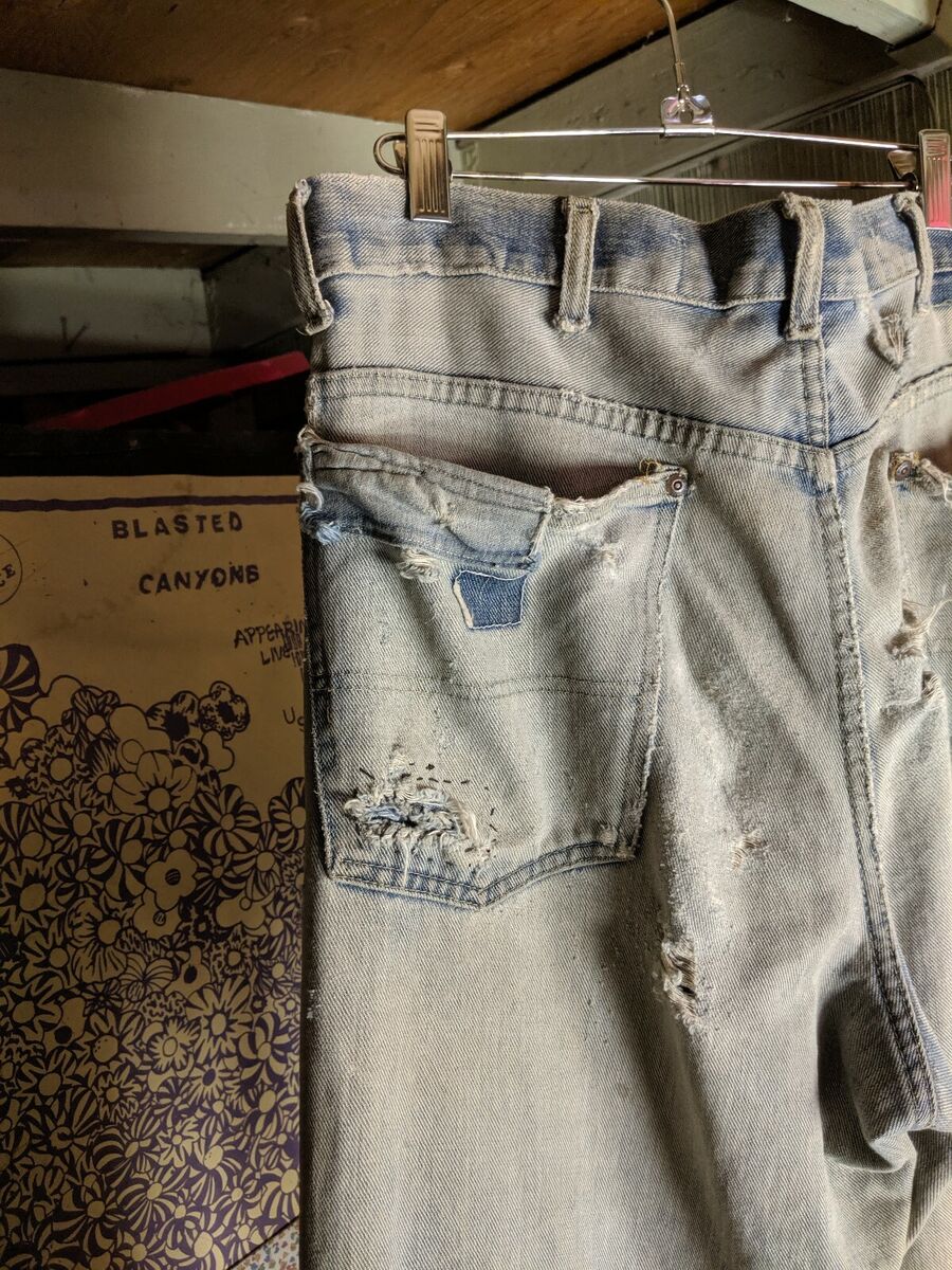 1940s LEE JEANS, UNION MADE, PATCHED, FADED, Denim, Repaired 1940s LEE JEANS, UNION MADE, PATCHED, FADED, Denim, Repaired