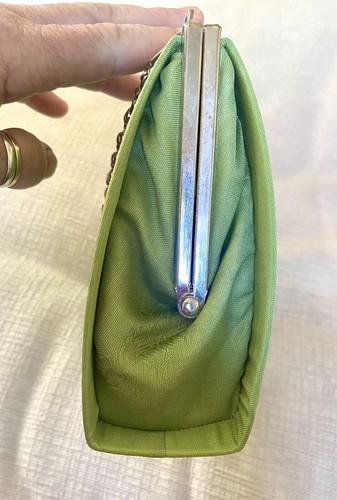 Vintage 50's CHRISTMAS Green Evening Handbag HOLIDAY COCKTAIL PARTY Purse - Picture 5 of 11