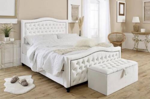 Plush Velvet Sierra Upholstered Bed New with Mattress and Ottoman Box