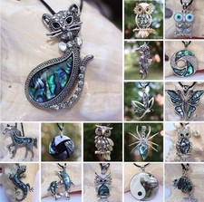 Echt Muschel Perlmutt Perlen Schmuck Anhänger Collier mit Schnur Halskette Kette