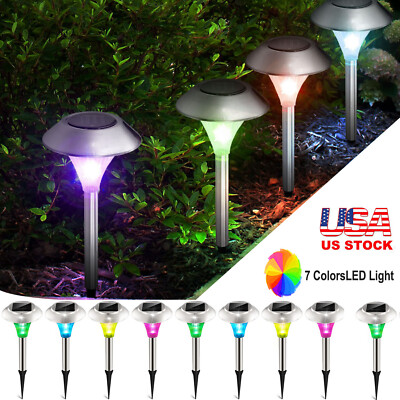 #ad 4 24PCS Solar LED Light Outdoor Power Lawn Lamp Stainless Steel 7 Color Changing $18.28