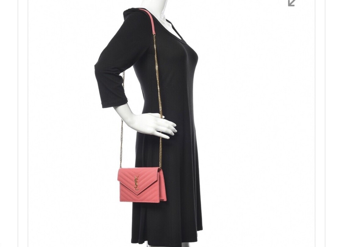 Authentic SAINT LAURENT Envelope Chain Rose Clair Crossbody