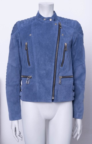 Belstaff Sidney Lederjacke Bikerjacke IT42 Blau Wildleder Suede Blue Leather - Bild 2 von 9