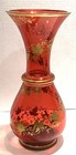  Bohemian Cranberry Gilt Decorated Glass Vase — photo 3