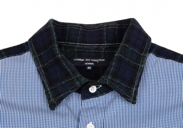 COMME des GARÇONS SHIRT チェック柄 ネクタイ　フランス製 COMME des GARCONS HOMME Fulling Wool Switching Check Shirt