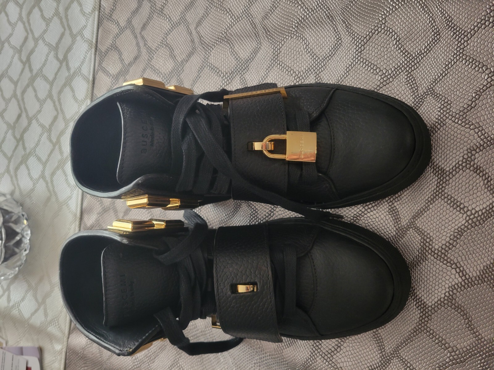 BUSCEMI SNEAKERS BLACK LEATHER 100mm | eBay