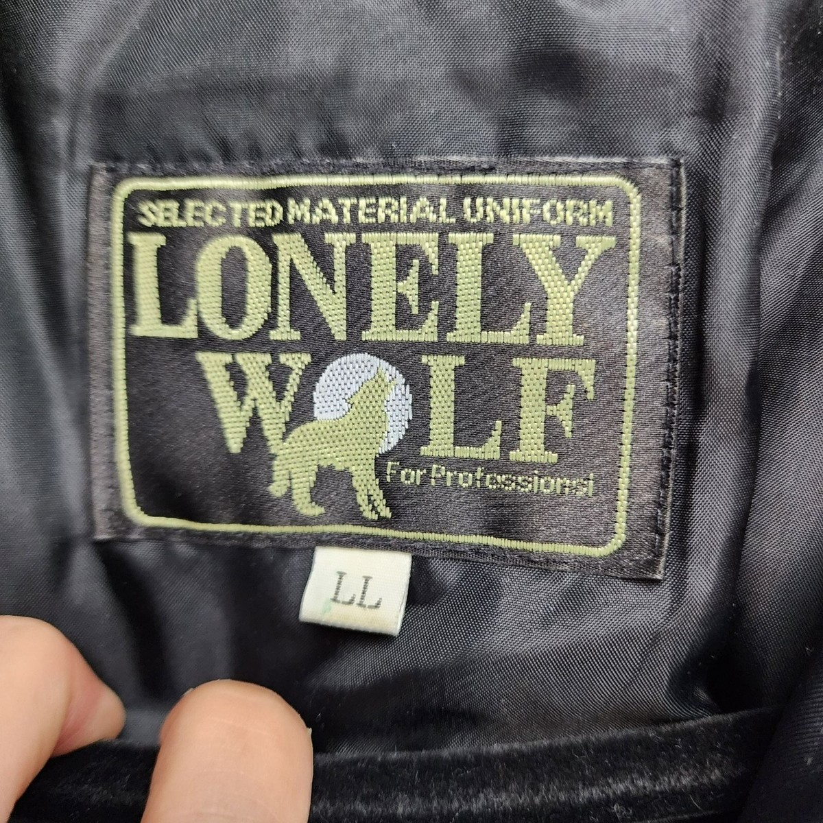 Lonely Wolf Jacket Mens Large Black Long Sleeve Full Zip Bomber