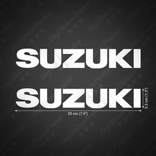 2 stickers compatibles avec SUZUKI BLANC brillant autocollant 20 cm moto custom