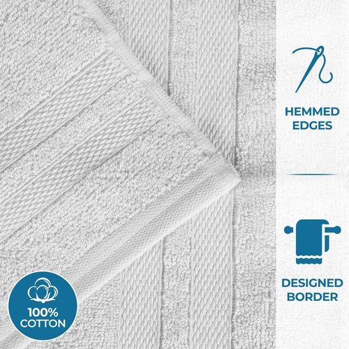 Ultra-Soft Cotton Solid Double Line Dobby Border Quick-Dry Bath Sheet Set of 2 - Picture 72 of 81