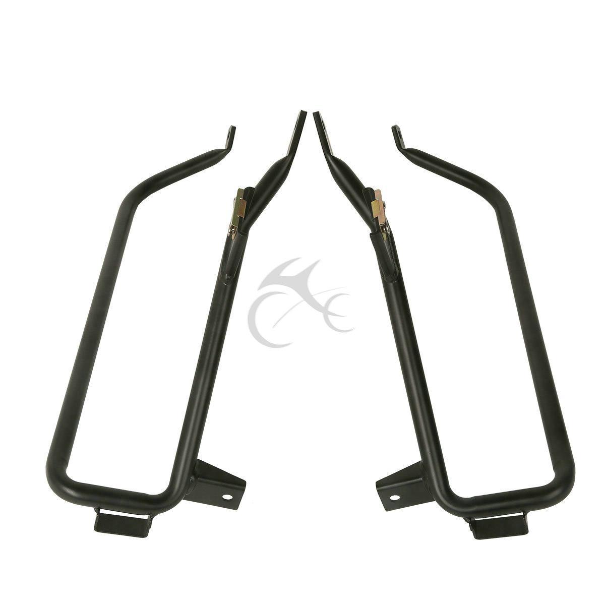 Chrome/Black Saddlebag Support Brackets For Harley Touring Street Glide