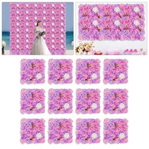 12pcs Artificial Silk Rose Flowers 3D Backdrop Wall for Wedding Party Decoration