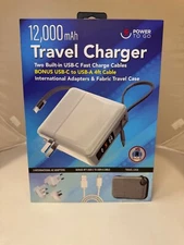 Power To Go Travel Charger 12000 mAH. Travel Case
