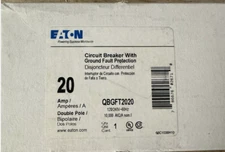 NEW Eaton QBGFT2020 Circuit Breaker 20 Amp Bolt-On Ground Fault