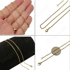 Genuine 18K Yellow Gold Filled Tarnish-Free 16"- 24" Cable Chain Necklace R146G