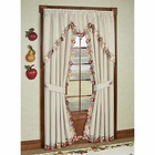 Fruitful Embroidered Slubbed Oatmeal Window Curtain Pair 84 x 84