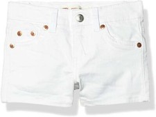 Levi's 277644 Girls' Denim Shorty Shorts, White Snow, 8