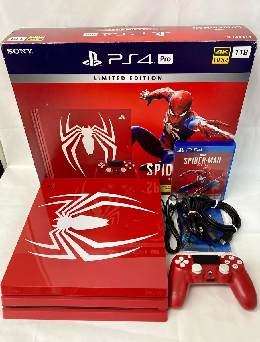 Sony PlayStation 4 PS4 Pro 1TB Mavel Spider-Man Limited Edition Full Box F/S