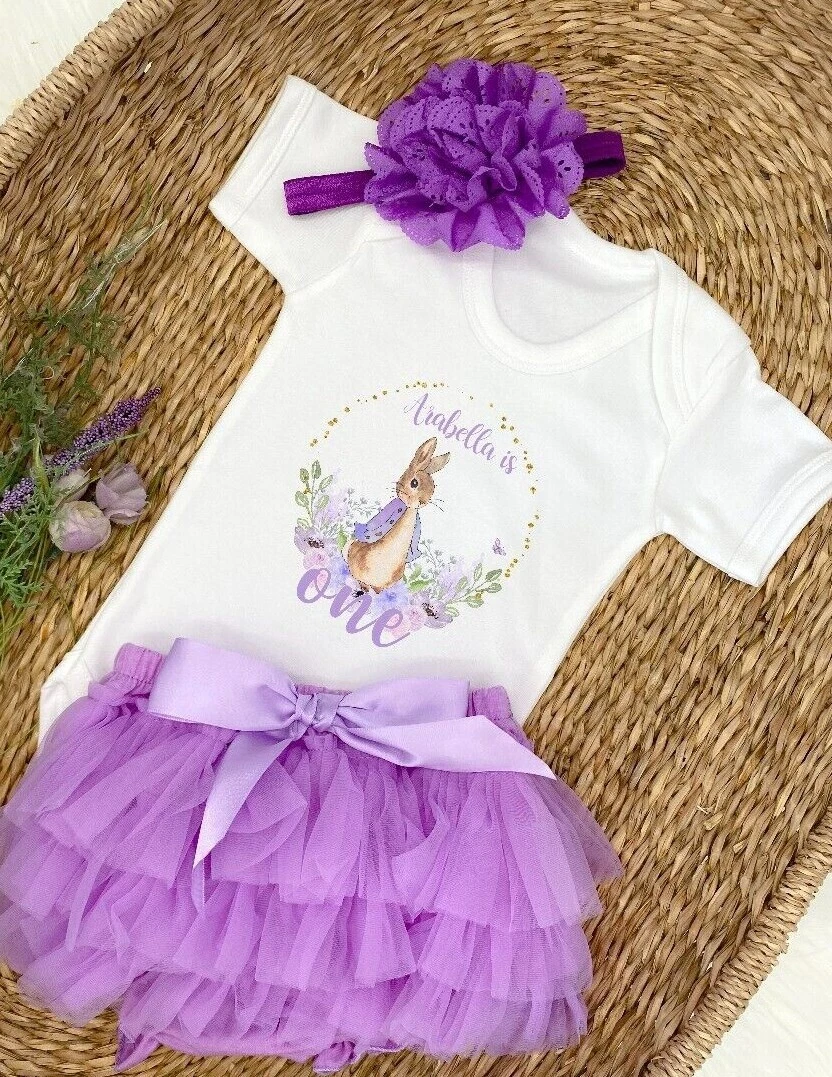 Bunny first birthday outfit cheap