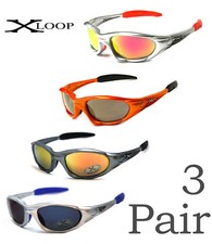 3 Pairs Comb X-Loop Mens Sport Cycling Fishing Running Wrap Around Sunglasses