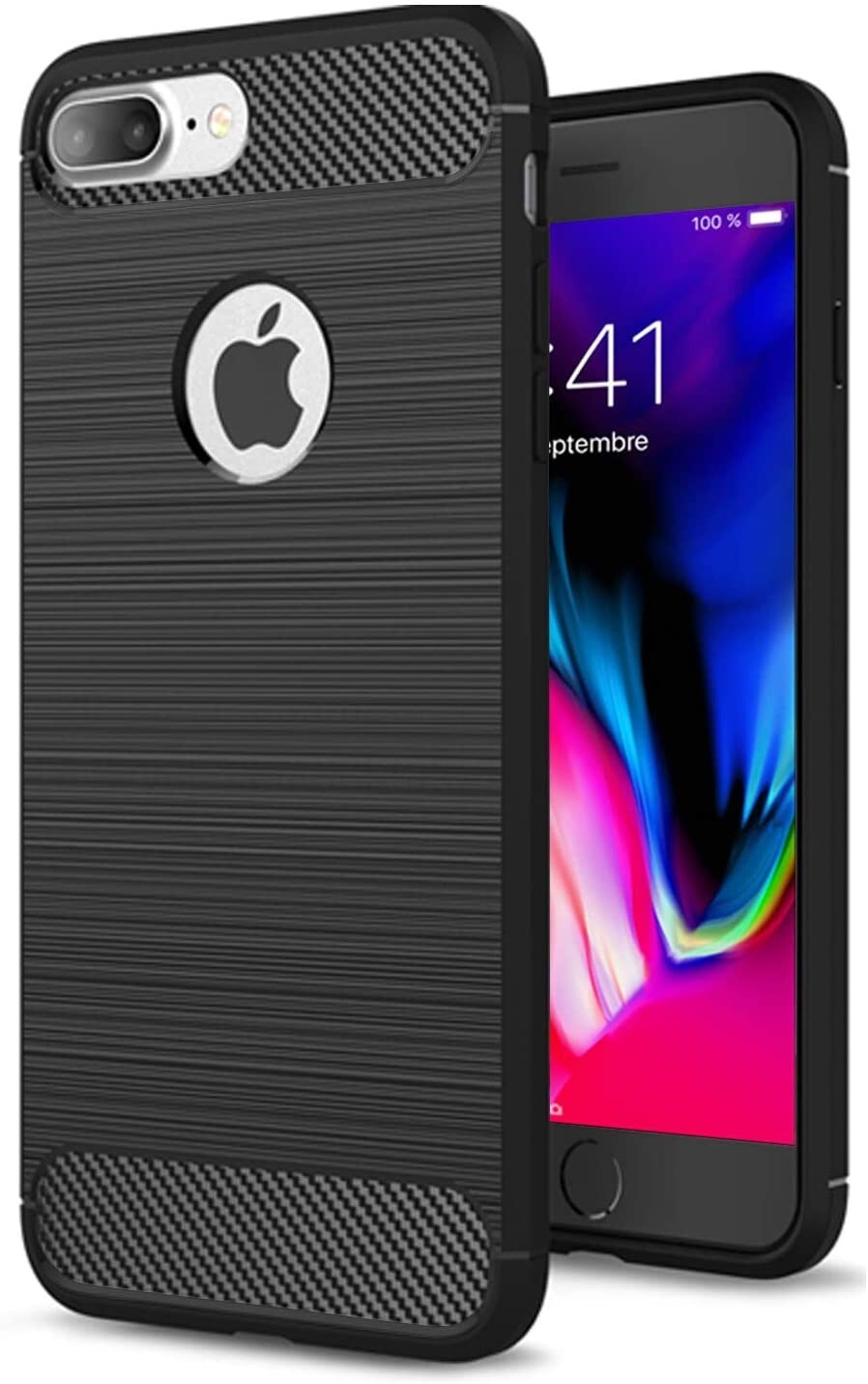 For APPLE IPHONE 7 PLUS CARBON FIBER SHOCKPROOF CASE BLACK HEAVY DUTY SLIM COVER