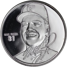 Vintage Highland Mint MLB Mike Piazza 1 oz .999 Fine Silver Art Round 111.40 per troy oz