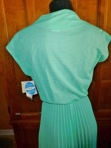 Neu mit Etikett Vintage 70er Jahre halbtransparent Plissee voller Rock Boho Cocktail Sekretär Gürtel KLEID - Bild 8 von 10