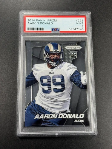 AARON DONALD 2014 PANINI PRIZM #228 ROOKIE CARD RC MINT PSA 9 NFL FUTURE HOF