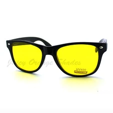 Classic Square Frame Horn Rim Sunglasses Red Yellow Lens
