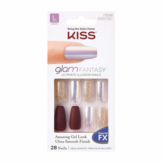 KISS GEL FANTASY 28 Set LONG READY TO WEAR NAILS Glue-On Nails WHEN YOU SAY