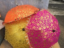 5 Pc Wholesale Lot of Gold Print Bohemian Parasols Indian Hippie Umbrella Decor