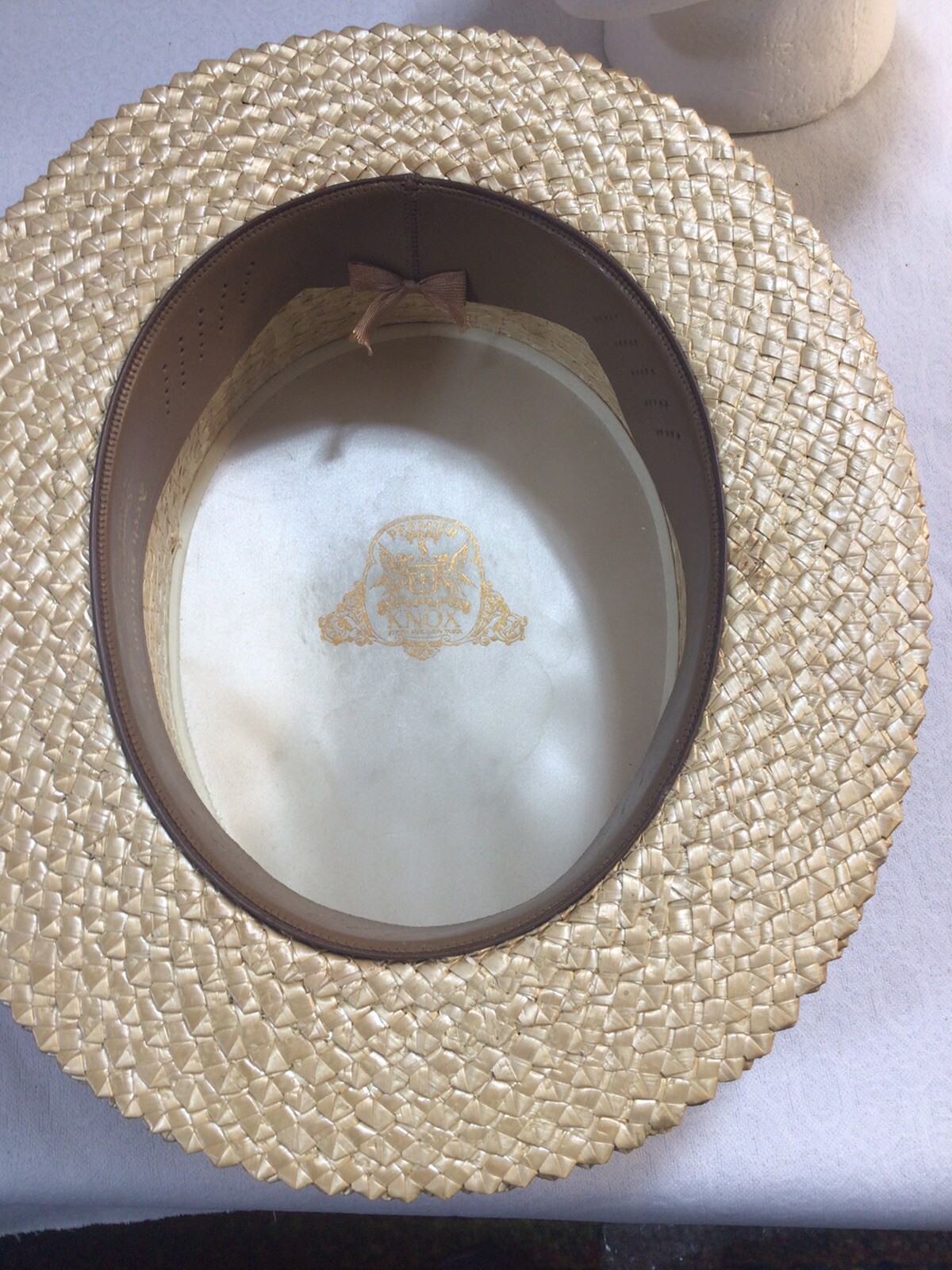 Vintage Premier KNOX Boater Skimmer Straw Gatsby Hat Gem