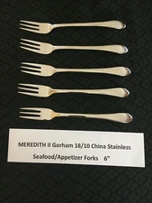 Lot of 5 Meredith II Gorham 18/10 Stainless 6" Cocktail / Seafood  Forks No S&H