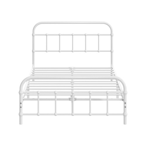 Oikiture Metal Bed Frame Queen Double King Single Vintage-style Platform White - Picture 4 of 22