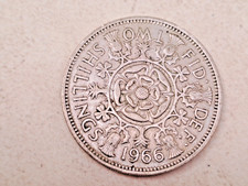 Old Style 10p coin 1966 Ten Pence Piece Birthday date Florin Two Shillings
