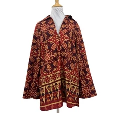 Lauren Ralph Lauren Shirt Women M Medium Popover Ikat Southwestern Side Slit Top