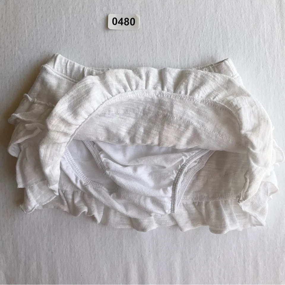 Falda Arizona Jeans Niñas Pequeñas con Forro, Talla 18M, Blanca, Lindo Volante con Lazo Foto 3 de 4