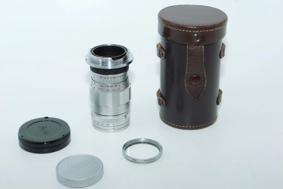 Teleobjetivo cromado Leica M-Elmarit 90 mm f/4. Versión Rare3 Element. Estuche. UVa Foto 2 de 4
