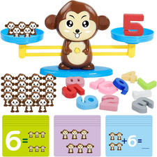 Monkey Balance Scale Toy, Number Counting Blocks Games, Montessori Math Games fo
