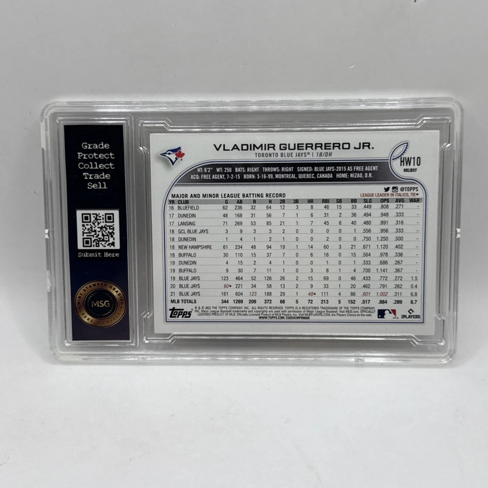 Vladimir Guerrero Jr 2022 Topps Holiday Santa Belt Rare Variation #HW10 Graded - Image 2 of 2