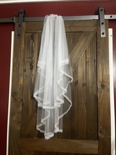 White Wedding Veil With Sequins And Metal Comb