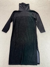 Unbranded Womens 3/4 Sleeve Ribbed Knit Turtleneck Sweater Dress Black Size M