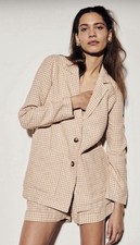 Madewell Women s Dorset 100 Linen Blazer Jacket In Gingham Check Size Medium