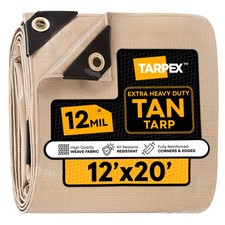 TARPEX - 12 Mil Tan Extra Heavy Duty Poly Tarp 12' x 20'