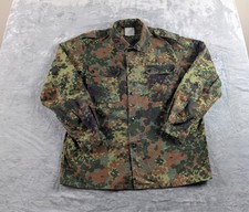 VTG German Military Flecktarn Field Shirt Mens XL Camo Zip Snap Surplus READ
