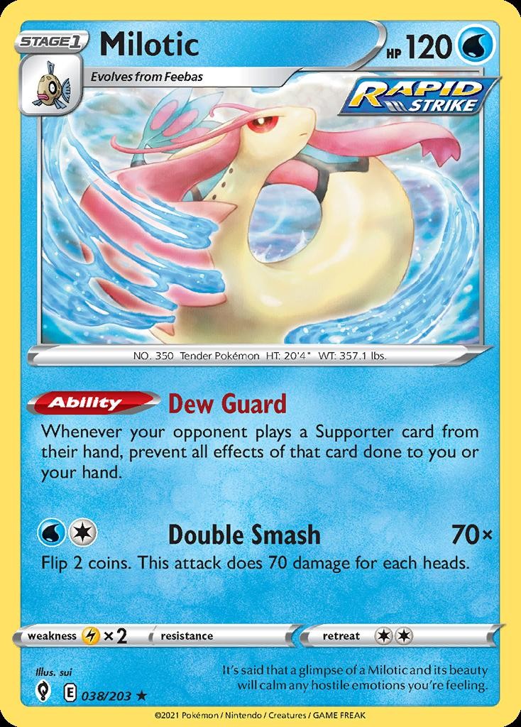 Pokemon Milotic (38/294) Evolving Skies LP REVERSE HOLO