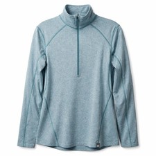 REI Coop 1/4 Zip Pullover Sz M Green Teal Stretch Athletic Running Gym Yoga L/S